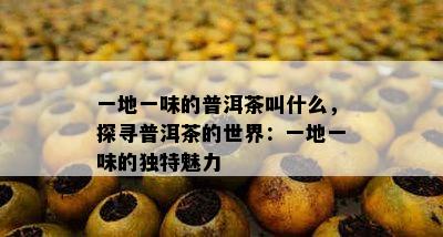 一地一味的普洱茶叫什么，探寻普洱茶的世界：一地一味的特别魅力