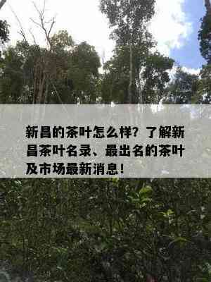 新昌的茶叶怎么样？了解新昌茶叶名录、最出名的茶叶及市场最新消息！