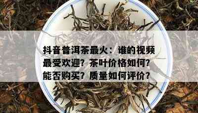 抖音普洱茶最火：谁的视频更受欢迎？茶叶价格怎样？能否购买？品质怎样评价？