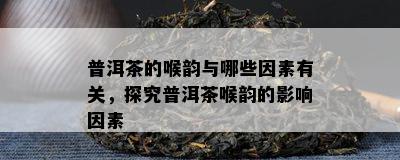 普洱茶的喉韵与哪些因素有关，探究普洱茶喉韵的影响因素