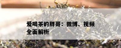 爱喝茶的胖哥：微博、视频全面解析