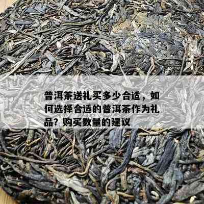 普洱茶送礼买多少合适，如何选择合适的普洱茶作为礼品？购买数量的建议