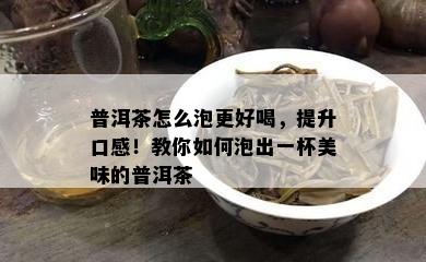 普洱茶怎么泡更好喝，提升口感！教你如何泡出一杯美味的普洱茶