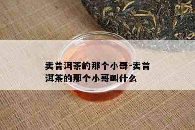 卖普洱茶的那个小哥-卖普洱茶的那个小哥叫什么