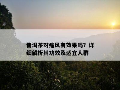 普洱茶对痛风有效果吗？详细解析其功效及适宜人群