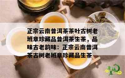 正宗云南普洱茶茶叶古树老班章珍藏品普洱茶生茶，品味古老韵味：正宗云南普洱茶古树老班章珍藏品生茶