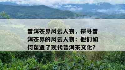 普洱茶界风云人物，探寻普洱茶界的风云人物：他们如何塑造了现代普洱茶文化？