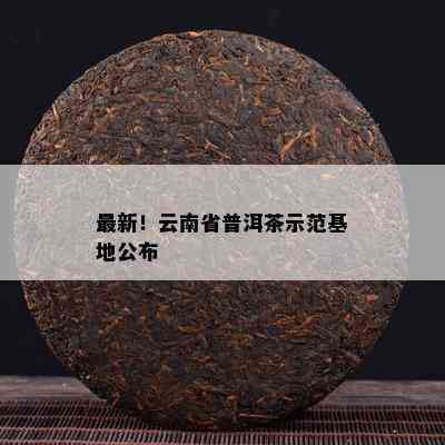 最新！云南省普洱茶示范基地公布