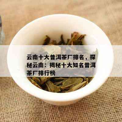 云南十大普洱茶厂排名，探秘云南：揭秘十大知名普洱茶厂排行榜