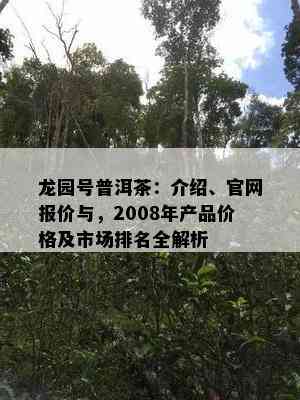 龙园号普洱茶：介绍、官网报价与，2008年产品价格及市场排名全解析