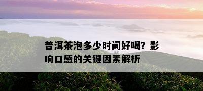 普洱茶泡多少时间好喝？影响口感的关键因素解析