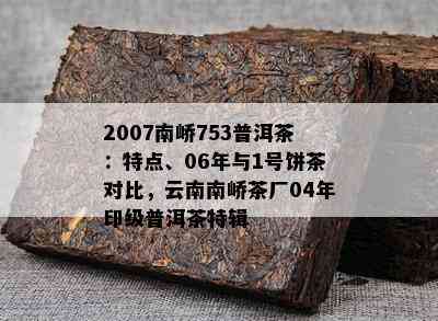 2007南峤753普洱茶：特点、06年与1号饼茶对比，云南南峤茶厂04年印级普洱茶特辑