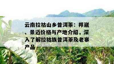 云南拉祜山乡普洱茶：邦崴、景迈价格与产地介绍，深入了解拉祜族普洱茶及老寨产品