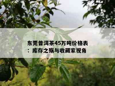 东莞普洱茶45万吨价格表：库存之殇与收藏家视角