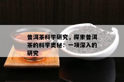 普洱茶科学研究，探索普洱茶的科学奥秘：一项深入的研究