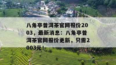 八角亭普洱茶官网报价2003，最新消息：八角亭普洱茶官网报价更新，只需2003元！