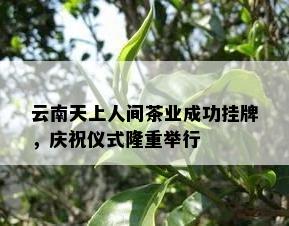 云南天上人间茶业成功挂牌，庆祝仪式隆重举行