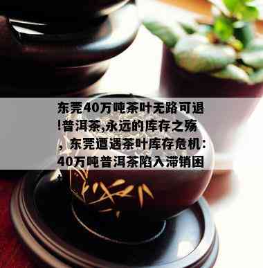 东莞40万吨茶叶无路可退!普洱茶,永远的库存之殇，东莞遭遇茶叶库存危机：40万吨普洱茶陷入滞销困境