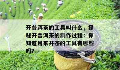 开普洱茶的工具叫什么，探秘开普洱茶的制作过程：你知道用来开茶的工具有哪些吗？