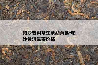 帕沙普洱茶生茶勐海县-帕沙普洱生茶价格