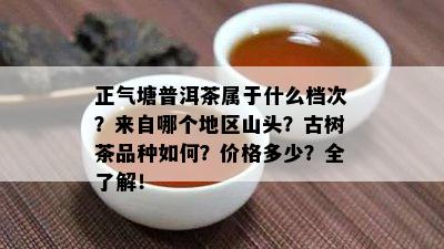 正气塘普洱茶属于什么档次？来自哪个地区山头？古树茶品种如何？价格多少？全了解！