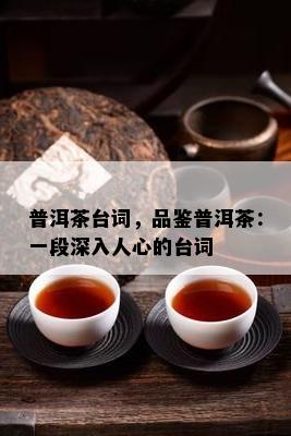 普洱茶台词，品鉴普洱茶：一段深入人心的台词