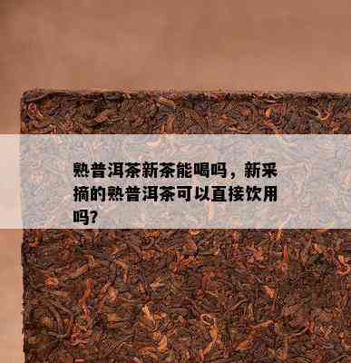 熟普洱茶新茶能喝吗，新采摘的熟普洱茶可以直接饮用吗？