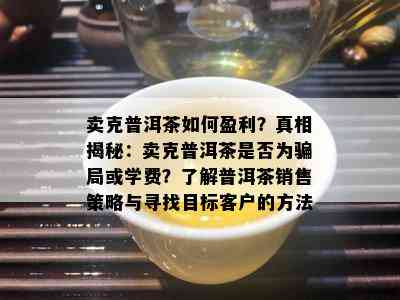 卖克普洱茶如何盈利？真相揭秘：卖克普洱茶是否为骗局或学费？了解普洱茶销售策略与寻找目标客户的方法