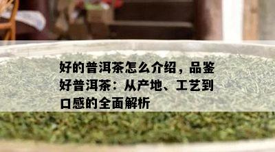 好的普洱茶怎么介绍，品鉴好普洱茶：从产地、工艺到口感的全面解析