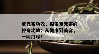 宝元茶功效，探索宝元茶的神奇功效：从健康到美容，一网打尽！