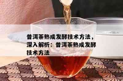 普洱茶熟成发酵技术方法，深入解析：普洱茶熟成发酵技术方法