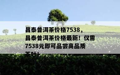 昌泰普洱茶价格7538，昌泰普洱茶价格最新！仅需7538元即可品尝高品质茶叶！