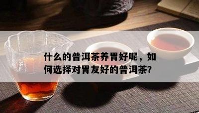 什么的普洱茶养胃好呢，如何选择对胃友好的普洱茶？