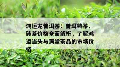 鸿运龙普洱茶：普洱熟茶、砖茶价格全面解析，了解鸿运当头与满堂茶品的市场价格