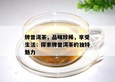 牌普洱茶，品味珍稀，享受生活：探索牌普洱茶的独特魅力