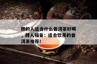 胖的人适合什么普洱茶好喝，胖人福音：适合饮用的普洱茶推荐！