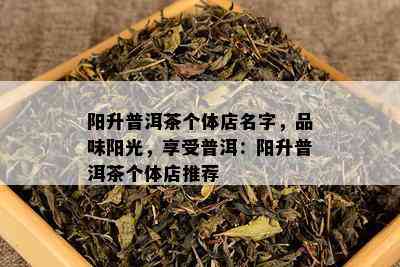 阳升普洱茶个体店名字，品味阳光，享受普洱：阳升普洱茶个体店推荐