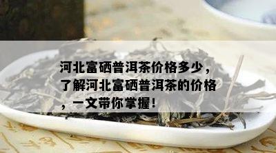 河北富硒普洱茶价格多少，了解河北富硒普洱茶的价格，一文带你掌握！