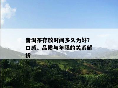 普洱茶存放时间多久为好？口感、品质与年限的关系解析