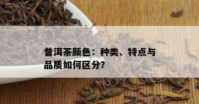 普洱茶颜色：种类、特点与品质如何区分？