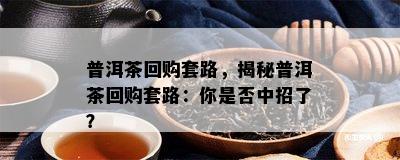 普洱茶回购套路，揭秘普洱茶回购套路：你是否中招了？