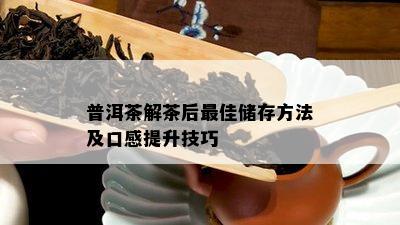 普洱茶解茶后更佳储存方法及口感提升技巧