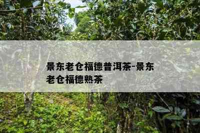 景东老仓福德普洱茶-景东老仓福德熟茶