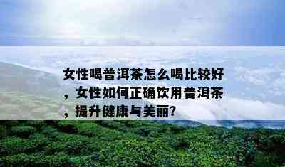 女性喝普洱茶怎么喝比较好，女性如何正确饮用普洱茶，提升健康与美丽？