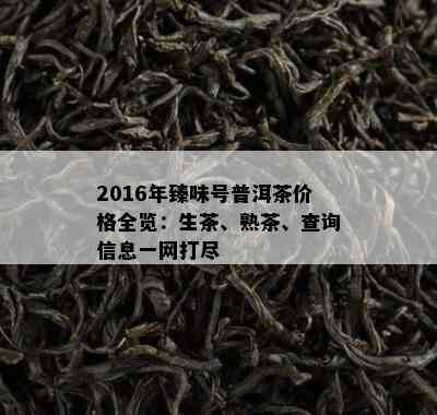 2016年臻味号普洱茶价格全览：生茶、熟茶、查询信息一网打尽