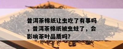 普洱茶棉纸让虫吃了有事吗，普洱茶棉纸被虫蛀了，会影响茶叶品质吗？