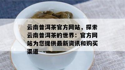 云南普洱茶官方网站，探索云南普洱茶的世界：官方网站为您提供最新资讯和购买渠道