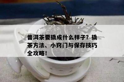 普洱茶要撬成什么样子？撬茶方法、小窍门与保存技巧全攻略！