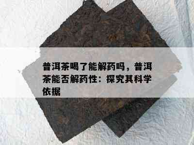 普洱茶喝了能解吗，普洱茶能否解性：探究其科学依据