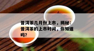 普洱茶几月份上市，揭秘：普洱茶的上市时间，你知道吗？